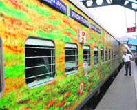The Amritsar-Chandigarh train at the Ludhiana railway station on Tuesday.
