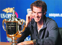  Andy Murray is joyous after winning his first Grand Slam Title at Flushing Meadows on Tuesday. 