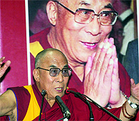 Tibetan spiritual leader Dalai Lama delivers a lecture at Jamia Millia Islamia in New Delhi on Wednesday