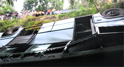 A bus carrying pilgrims falls into a gorge near Nagrota. A file photograph