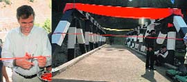 Chief Minister Omar Abdullah inaugurates a bridge in the remote Machil area of Kupwara on Wednesday.