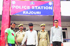 The bovine smugglers in police custody in Rajouri. photo: Ranjit Thakur 