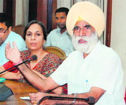 Punjab Tourism Minister Sarwan Singh Phillaur addresses a press conference in Amritsar on Friday