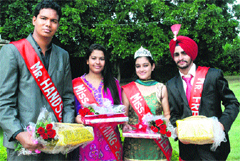 Students, who claimed various titles during a freshers party, strike a pose at the Sri Sukhmani Institute of Engineering and Technology in Dera Bassi on Friday. tribune photo: nitin mittal
