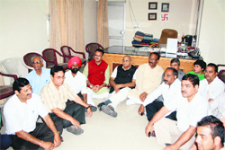 BJP leaders hold a protest in the District Magistrates office in Dehradun on Friday. Tribune photo: Vinod Pundir 