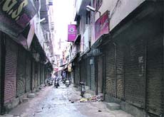 The Akalgarh market wears a deserted look on Friday.