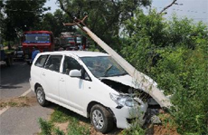 A car that met with an accident recently. 