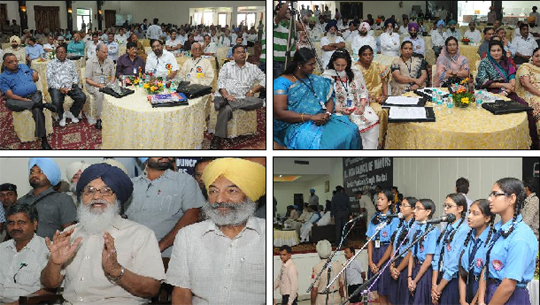 (Above) Mayors from different parts of the country take part in the 105th national executive committee meeting of the All India Council of Mayors in Bathinda on Saturday; (right) girl students presenting a welcome song at the event; and Chief Minister Parkash Singh Badal (left), who was the chief guest on the occasion, addresses the mediapersons after the meeting. Rajya Sabha MP Balwinder Singh Bhunder and Bathina MLA Sarup Chand Singla can also be seen in the picture.
