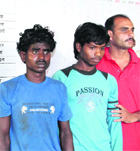 Theives allegedly involved in a burglary at a sanitary shop in police custody in Dehradun on Saturday.