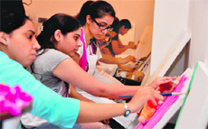 Atrists take part in a two-day workshop organised by the ARS Group in Ludhiana.