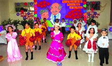 Children celebrate Grand Parents Day at Bal Bharati Public School in Ludhiana on Saturday. 