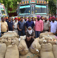 A narcotics smuggler nabbed by the police in Bathinda district recently.