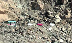 Vehicles ply on the Mughal road in Kashmir