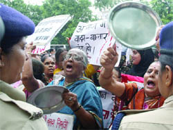 Activists of the National Federation of Indian Women protest on Tuesday.