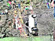 The wrecked car being retrieved from the Ravi.