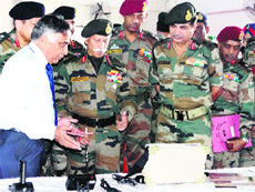 Northern Command GOC-in-C Lt General KT Parnaik at an exhibition in Jammu on Tuesday.
