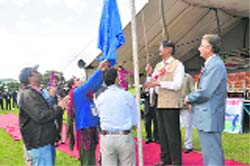 Kashmir University Vice-Chancellor Prof Talat Ahmad inauguarates the north-zone inter-university womens cricket tournament in Srinagar on Tuesday.
