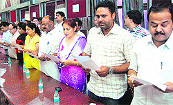 Newly elected councillors during the oath-taking ceremony