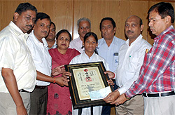 Karate champion Neelu Mittal was felicitated at a function held in the city on Wednesday
