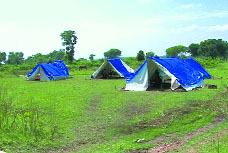 Tents pitched for the landslide-hit.