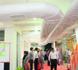 Mission green: Air pipes installed at Paryavaran Bhawan at Sector 19 in Chandigarh.