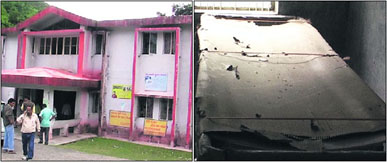 The Community Health Centre at Thatyur; and (right) a tattered bed in the centre.