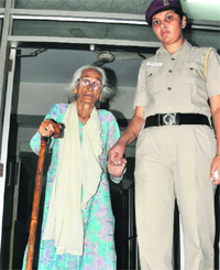 Manso being taken for a medical examination from the Sector 19 police station in Chandigarh on Thursday