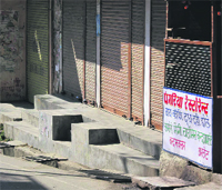 A market closed during the Bharat bandh in Pithoragarh on Thursday.