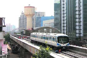 Work in progress on Rapid Metro project in Gurgaon. 