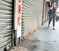 Closed shops in the Chandni Chowk area in New Delhi