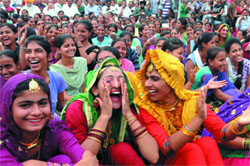These girls seem to be enjoying every bit of the performance by singer Deep Dhillon during a pre-zonal youth fest held at Government Rajindra College in Bathinda on Friday. Tribune photo: Pawan Sharma