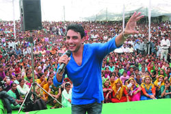 Singer Deep Dhillon, an alumnus of the Government Rajindra College, Bathinda, performs at the pre-zonal youth festival held on the college premises on Friday. Tribune photo: Pawan Sharma