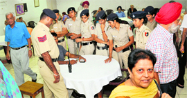 Police personnel inside the Central Club in Sector 9, Chandigarh, on Friday to execute the court orders for vacating the club.