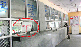 Reseveration counters at the Chandigarh railway station wear a deserted look on Friday.