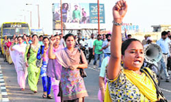 Protesting teachers. Tribune photo: Rajesh Sachar