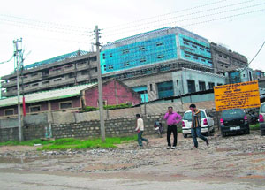 The View of ESIC medical college coming up along the national highway 21 near Ner Chowk near Mandi town.