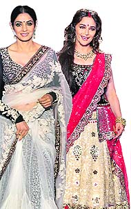 Designer Sabyasachi Mukherjee opened his show with Sridevi at the Delhi Couture Week this year  