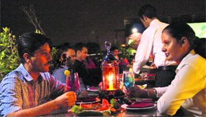 A view of the roof-top restaurant Sky Lounge in Chandigarh 