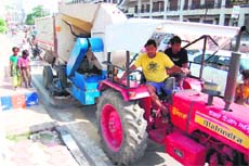  A sweeping machine at work on Lawrence Road in Amritsar.