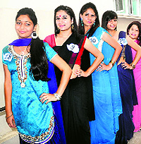 Students queue up to take part in a fashion show during the freshers’ party held at Government Home Science College, Sector 10, Chandigarh, on Saturday