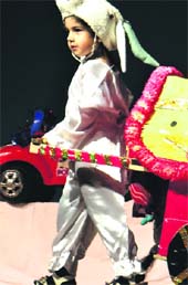 A young contestant at a fancy dress competition at APJ School in Jalandhar on Saturday.