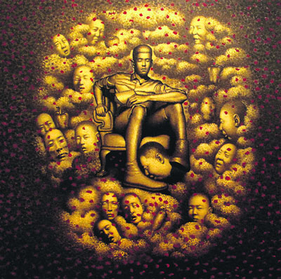 An art piece from Artist Bi Xin, which is deemed unfit for display by members of the cultural bureau, is pictured prior the inauguration of the SH Contemporary Art Fair at the Shanghai Exhibition Centre.