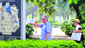 Foreign tourists at the Government Museum in Sector 10, Chandigarh.