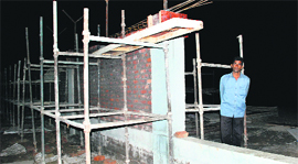 The site at Behra village in Dera Bassi where a boundary wall is being constructed by the Bindras.