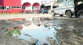 Water accumulated outside General Hospital at Sector 6 in Panchkula.
