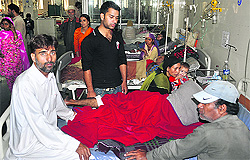 Patients undergo treatment at a Tangmarg hospital in Baramulla. Seven patients have tested positive for cholera