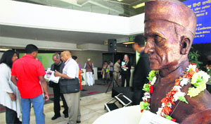A bust of Pandit Nardevji Vedalankar unveiled at the 9th World Hindi Conference in Johannesburg on Sunday.