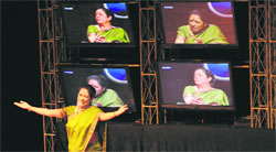 Theatre artiste Arundhati Nag performs during a play, Bikhre Bimb, at the Tagore Theatre in Chandigarh on Monday. Tribune photo:pradeep tewari