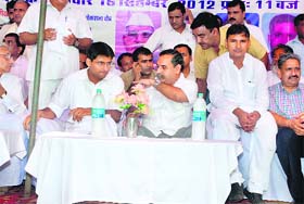 Rohtak MP Deepender Singh Hooda along with other dignitaries at the annual function of Bhagwati Aarsh Kanya Gurukul Mahavidyalaya, Jasat, near Rewari