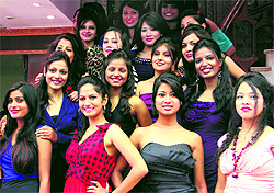 Participants of the Miss Fresh Face contest in Dehradun on Tuesday